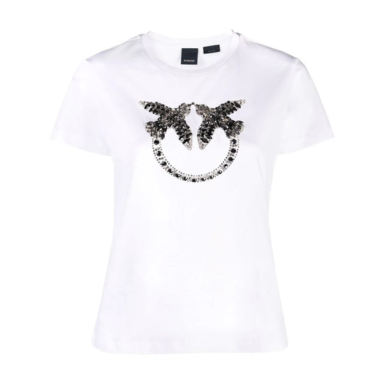 Pinko Logo Embellished T-shirt Womens Style : 1g16jby4xzz1