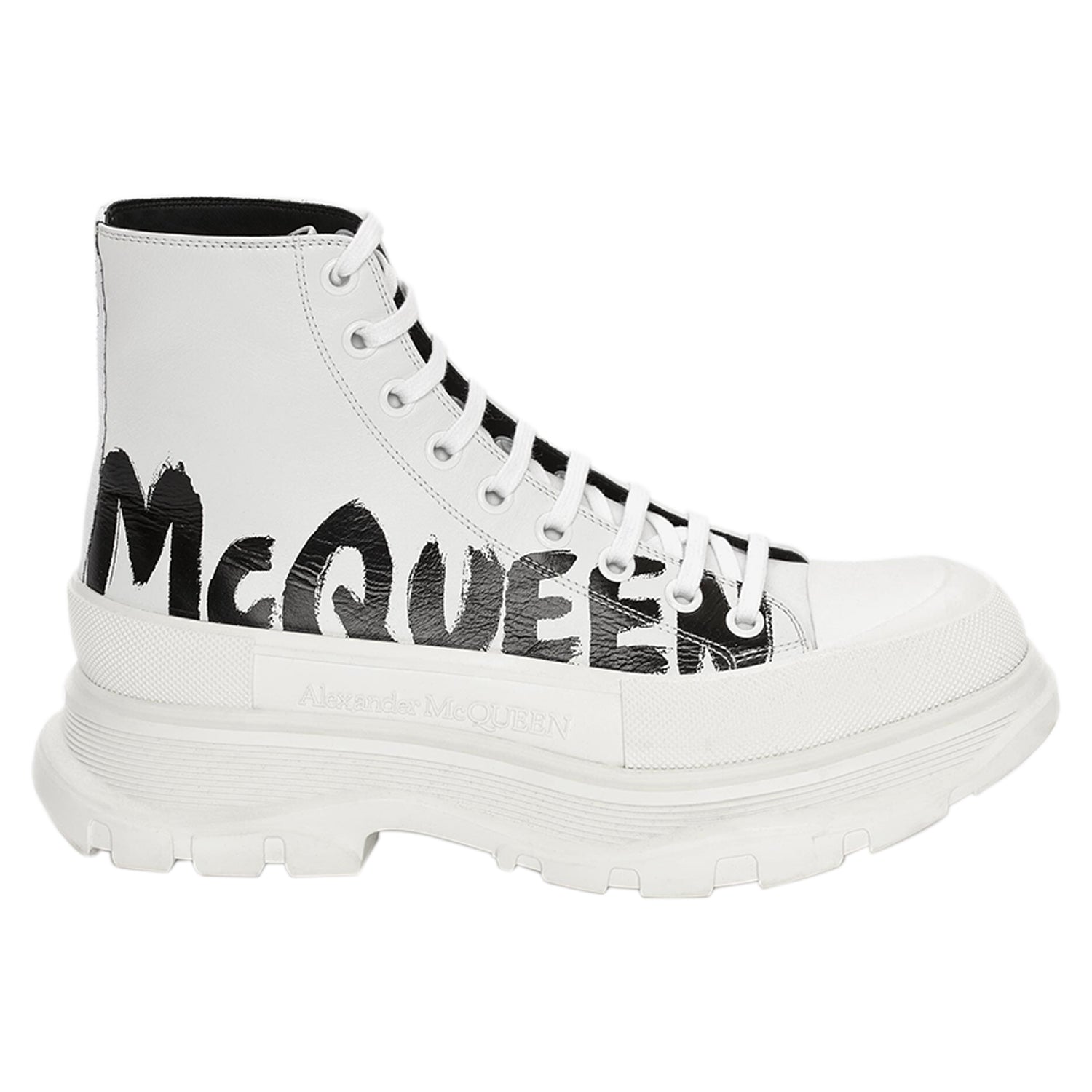 Alexander McQueen Tread Slick Boot Graffiti Optic White