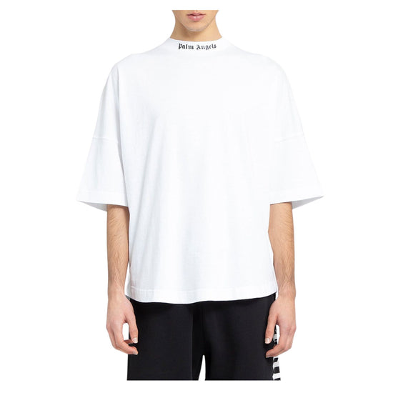 Palm Angels Mock Neck Logo Oversized T-Shirt White/Black SS22