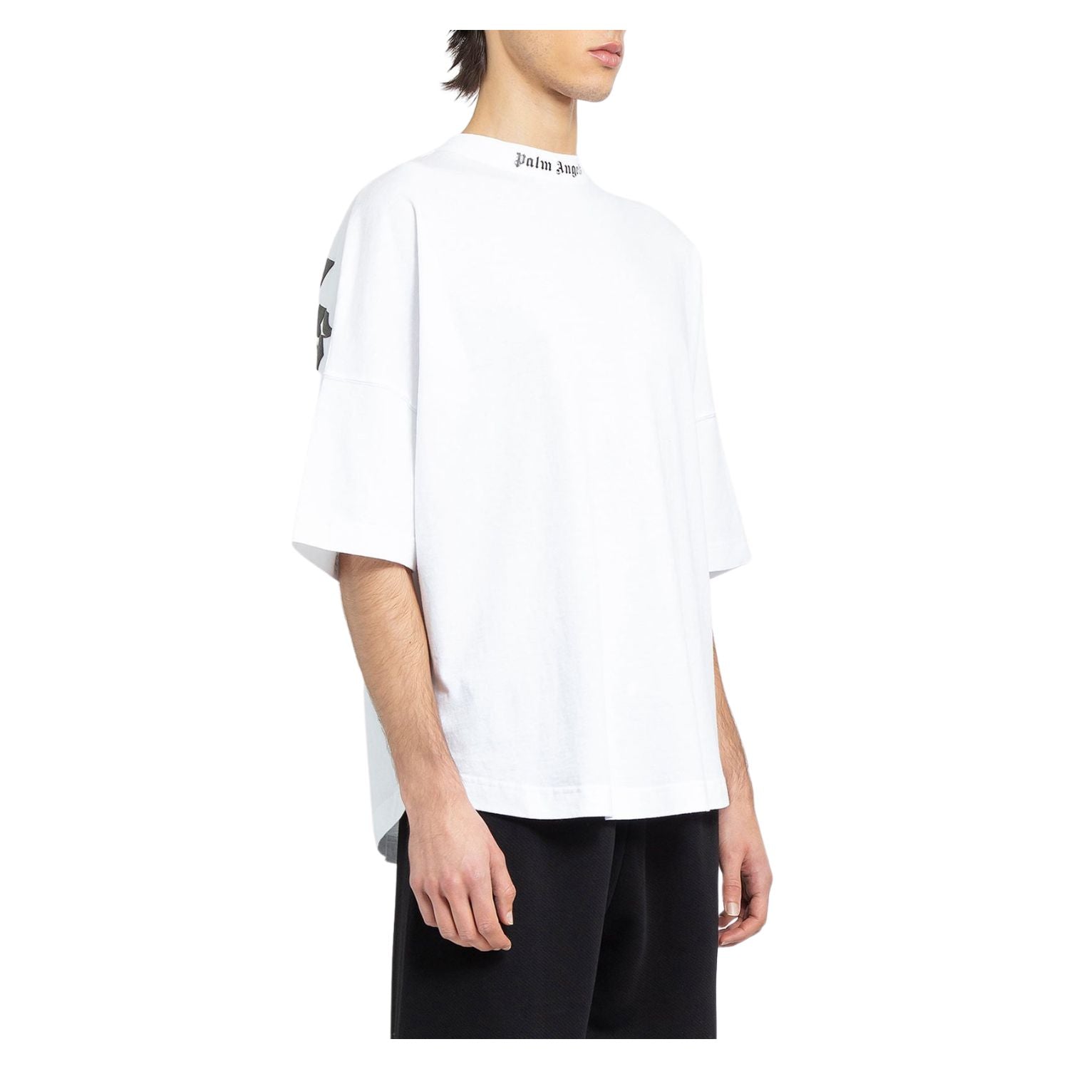 Palm Angels Mock Neck Logo Oversized T-Shirt White/Black SS22