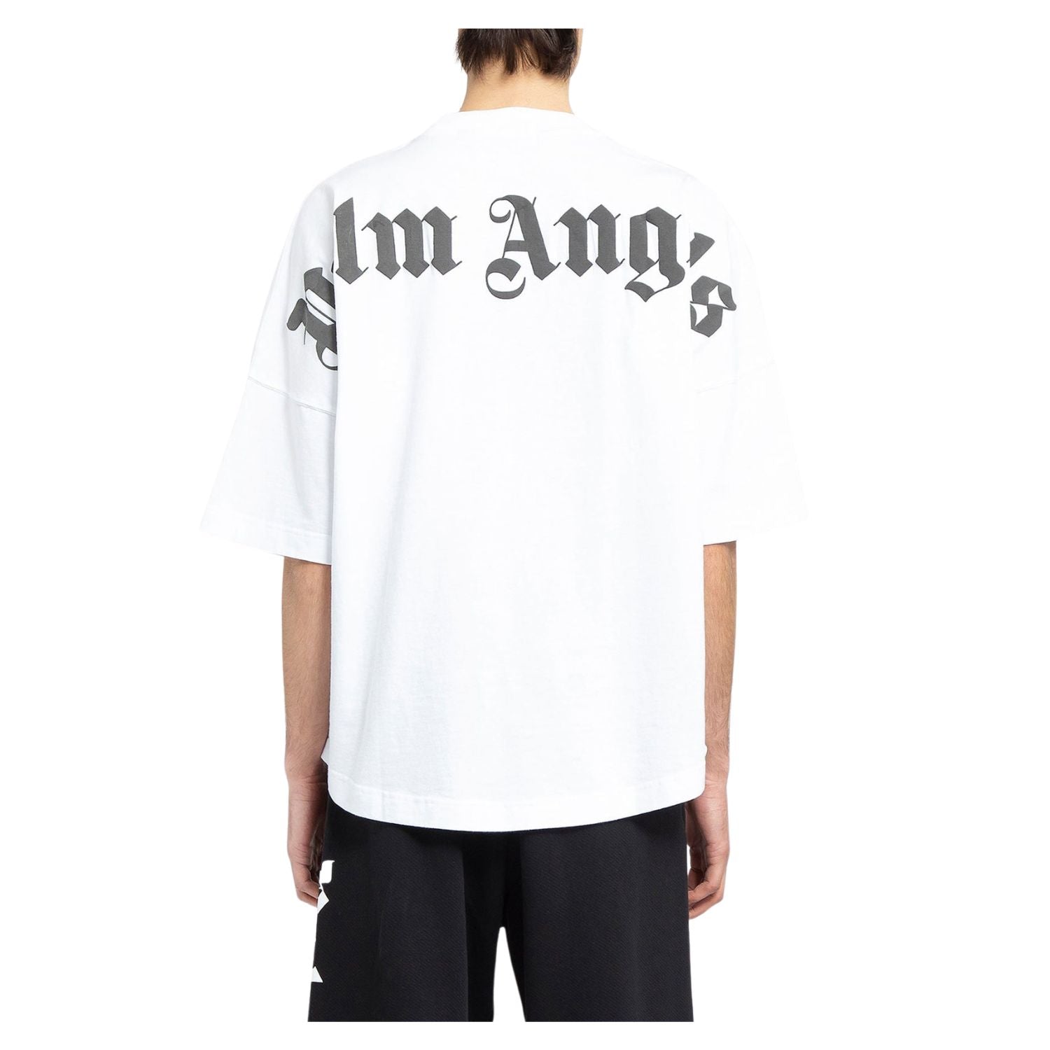 Palm Angels Mock Neck Logo Oversized T-Shirt White/Black SS22