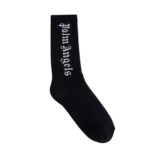 Palm Angels Gothic Intarsia Logo Socks Black/White (SS22)