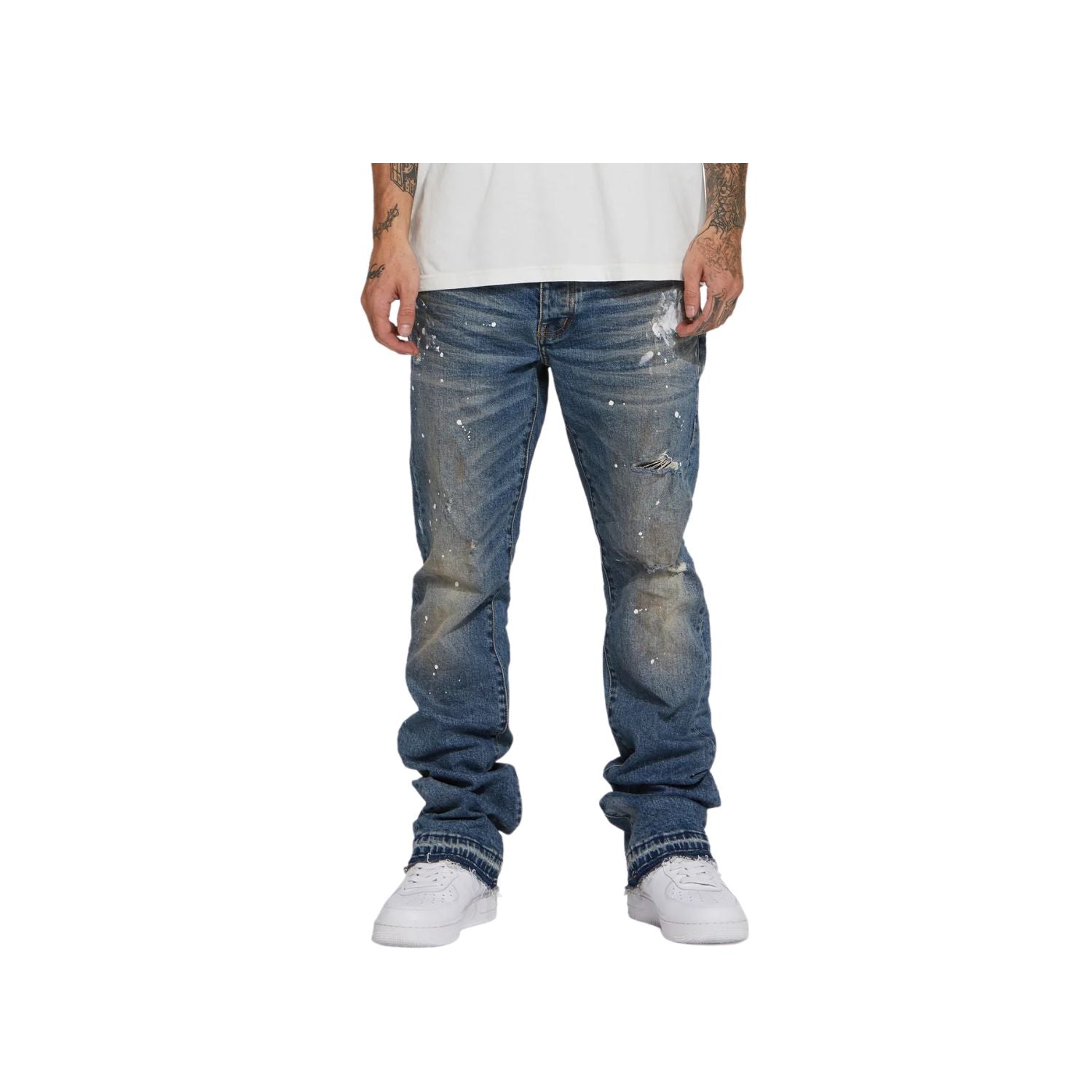 Purple-brand Vintage White Paint Jeans Mens Style : P001-idvp422