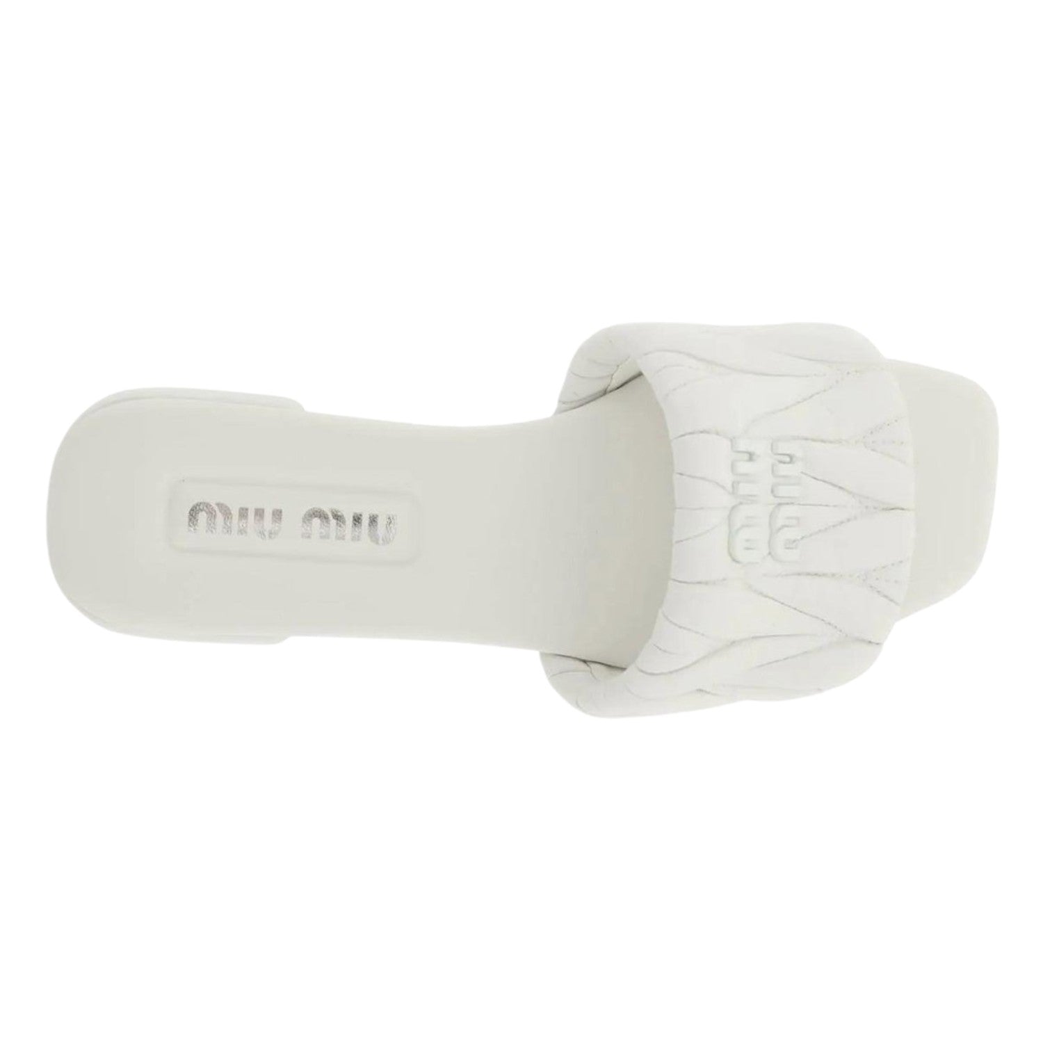 Miu Miu Matelassé Leather Logo Slides Womens Style : 5xx605_3lm5