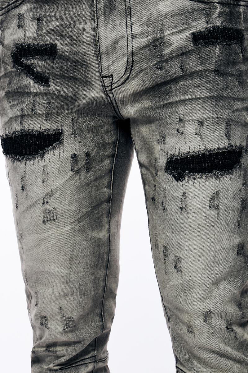 Smoke Rise Gun Shot Effect Washed Jean Mens Style : Jp22508