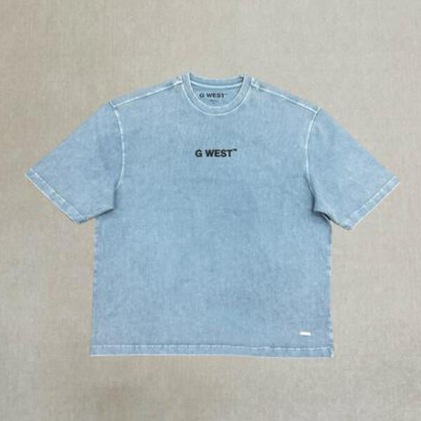 G WEST MENS STONE WASH  TEE - BLUE