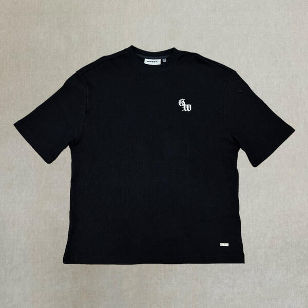 G WEST MENS WAFFLE TEE - BLACK