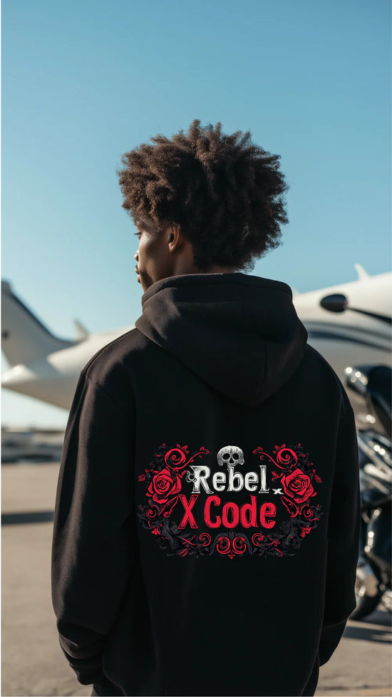 Rebel X Code Gothic Red Roses Hoodie Mens Style : RXCHDBG005