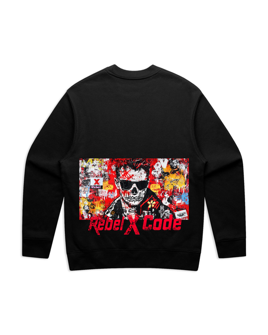 Rebel X Code Chaos Collage Crewneck Mens Style : Rxccrw002