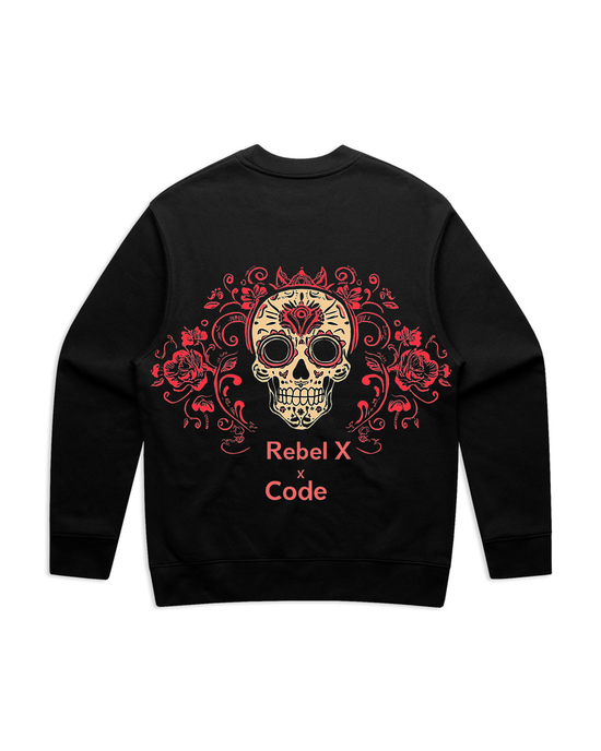 Rebel X Code Royal Skull Blossom Crewneck Mens Style : Rxccrw004