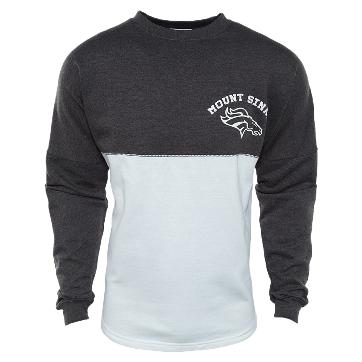 Basix Of America Mount Sinai Softball Two Tone Fleece Crewneck Pullover Sweatshirt Unisex Style : CNR-5000-02